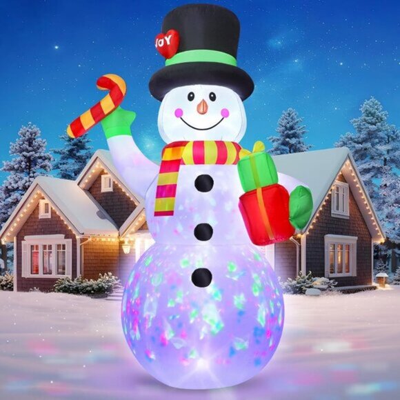 ⚡7FT Christmas Inflatables Giant Blow up Snowman Holds Candy Outdoor Decorations - Picture 1 of 7